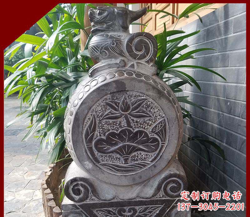 辽阳仿古貔貅抱鼓石招财镇宅门墩石雕