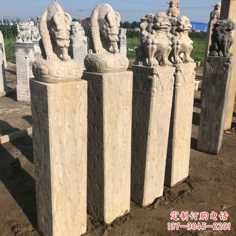 辽阳仿古麒麟貔貅马柱雕塑