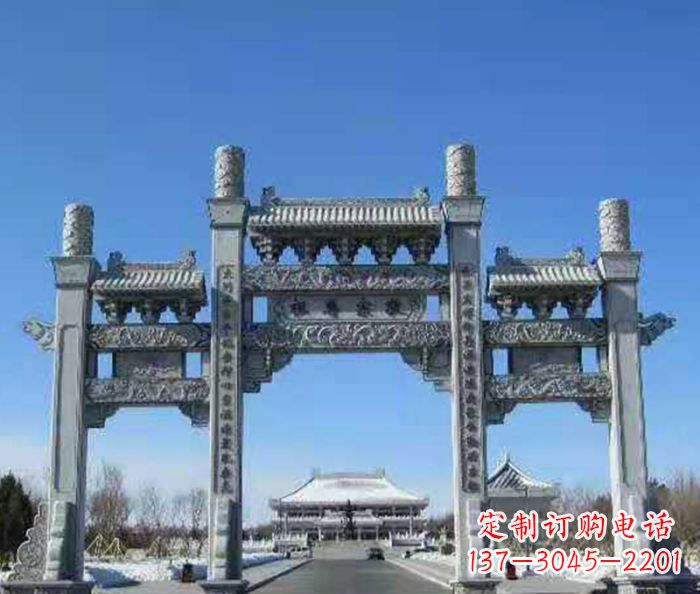 辽阳领雕仿古三门石牌坊
