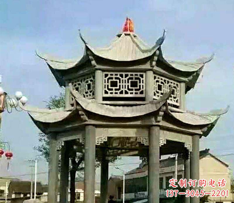 辽阳仿古石凉亭石雕 (2)