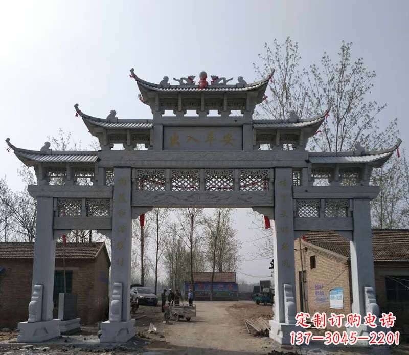 辽阳仿古石牌坊石雕 (2)