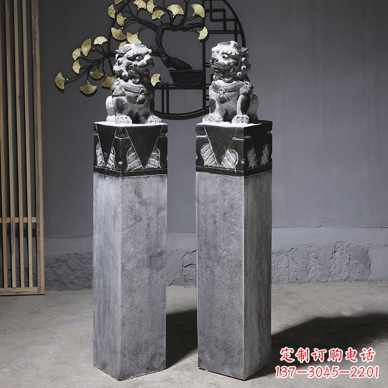 辽阳仿古石狮子拴马桩石雕