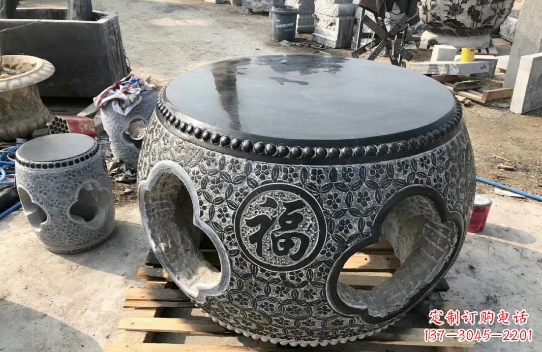 辽阳中领雕塑 | 精美仿古石桌凳雕塑