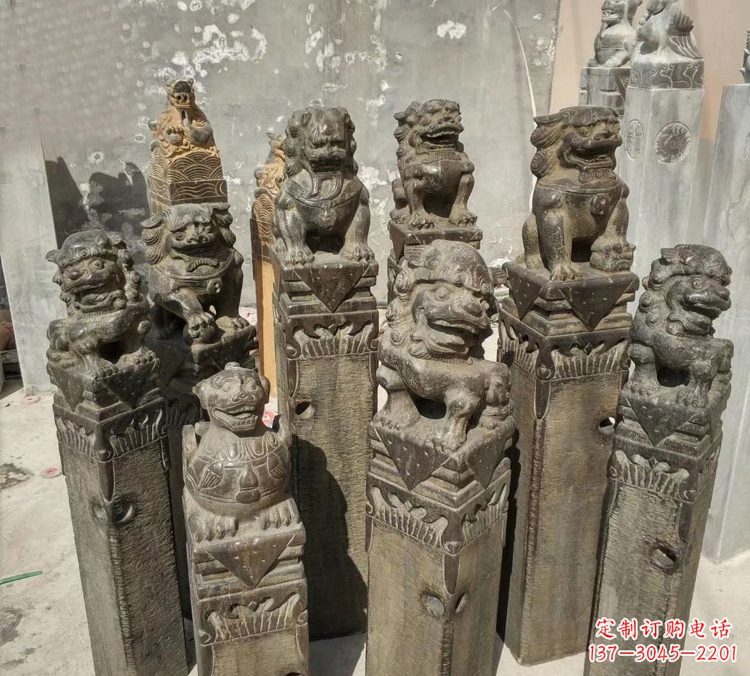 辽阳仿古拴马柱公园景观石雕