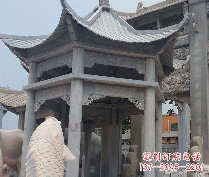 辽阳精美仿古双层石雕凉亭