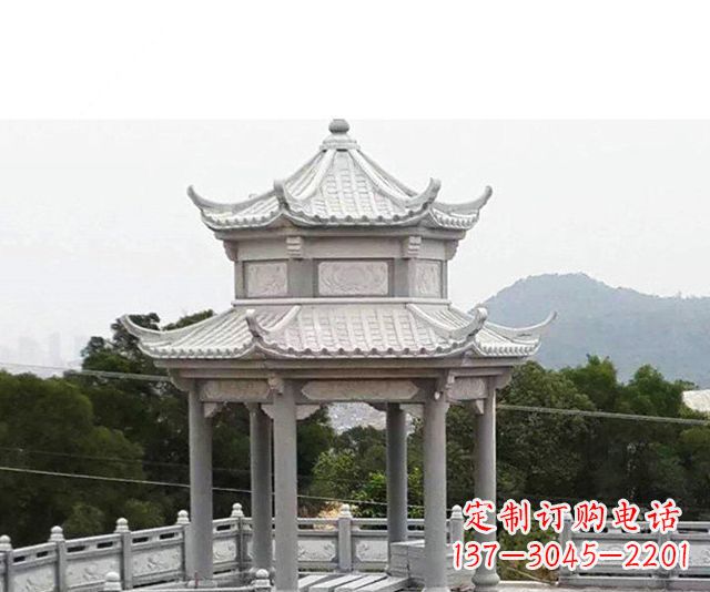辽阳仿古双层石雕凉亭