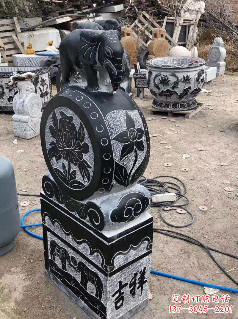 辽阳仿古小象抱鼓石雕塑