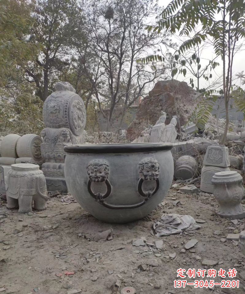 辽阳仿古鱼缸雕塑园林景观水缸石雕