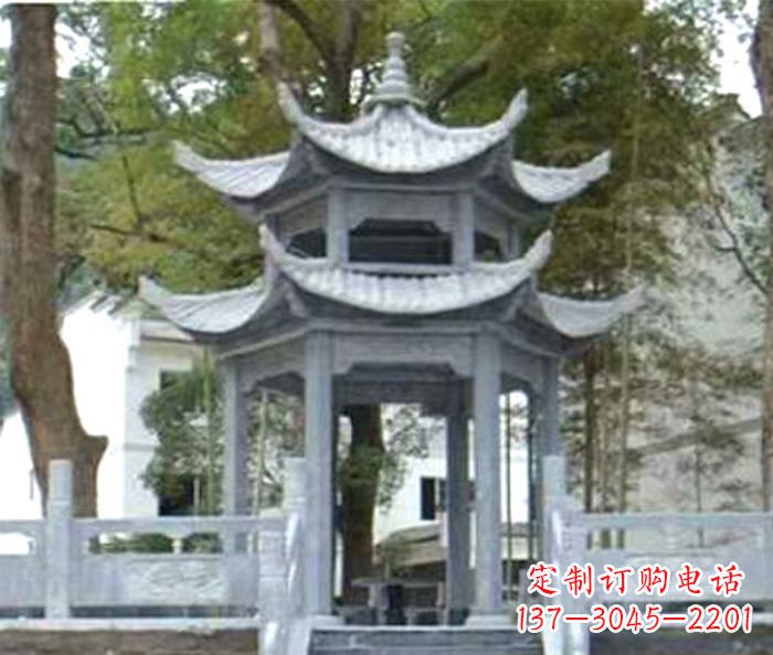 辽阳仿古园林双层石雕凉亭