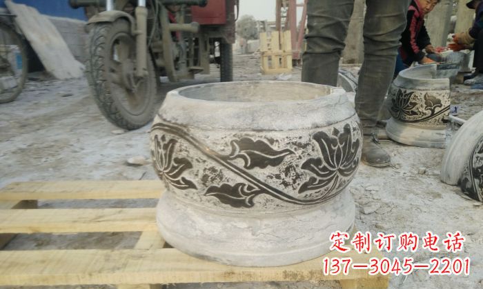 辽阳仿古圆形水缸石雕 (4)