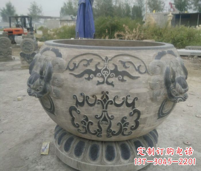 辽阳仿古圆形水缸石雕 (3)