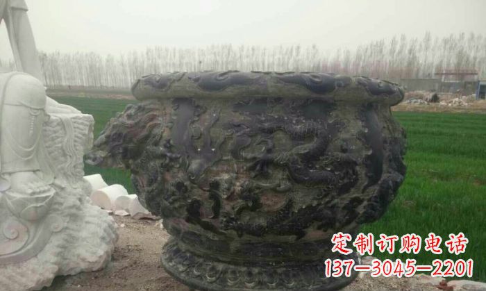 辽阳仿古圆形水缸石雕 (2)