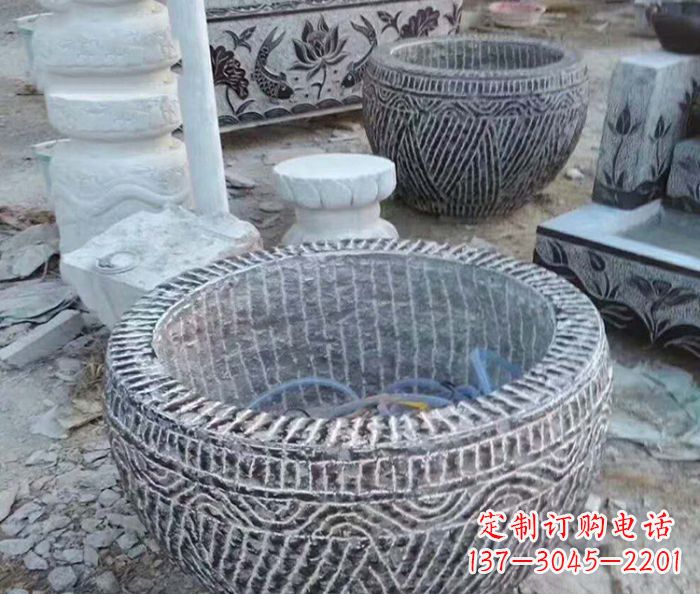 辽阳精美仿古石雕水缸