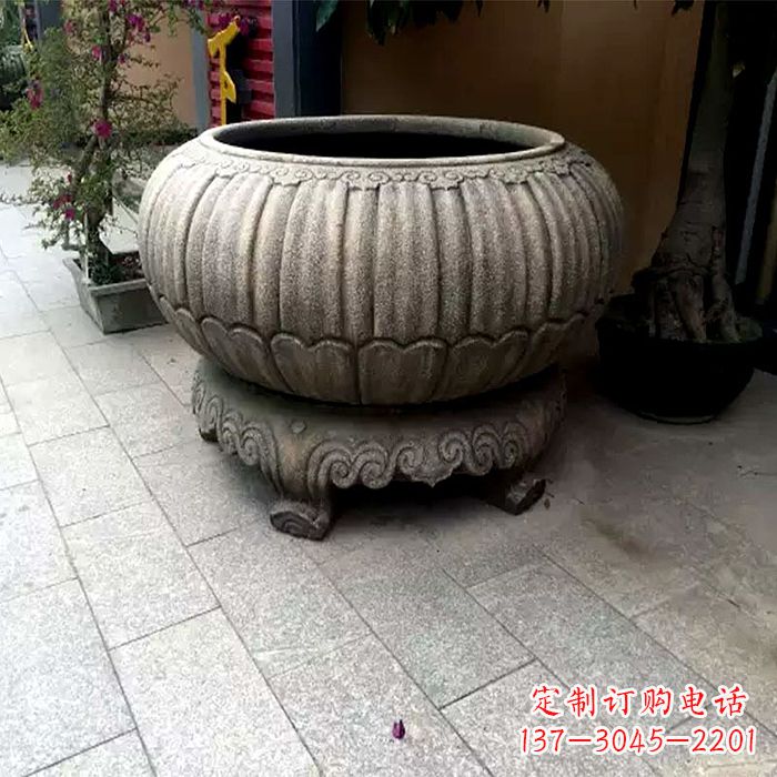 辽阳仿古做旧石雕花盆水缸