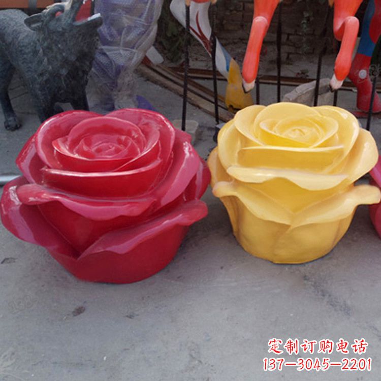 辽阳精美仿真玻璃钢玫瑰雕塑