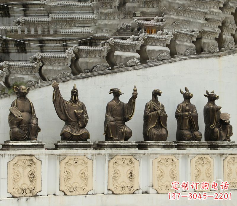 辽阳仿真十二生肖铜雕塑