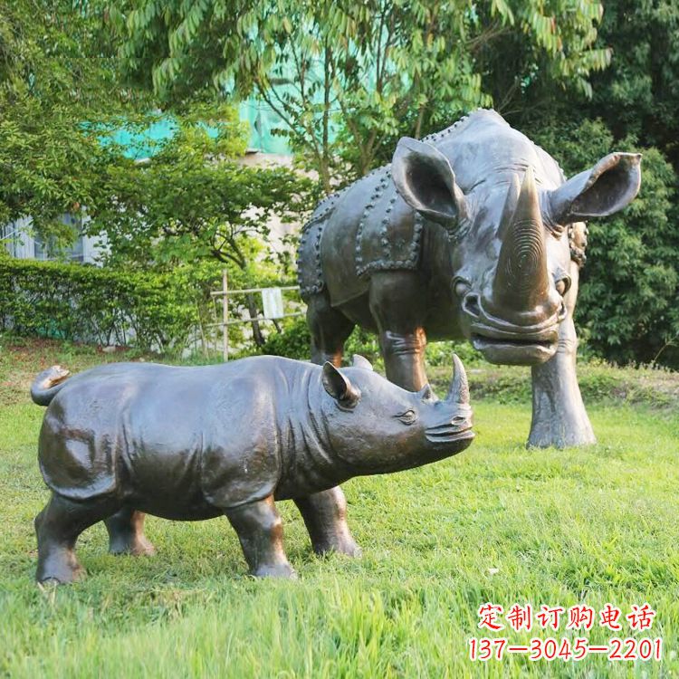 辽阳仿真犀牛铜雕-公园园林草坪动物雕塑