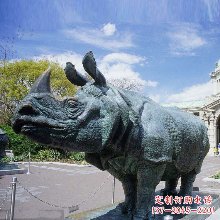 辽阳仿真犀牛铜雕-公园园林动物雕塑摆件