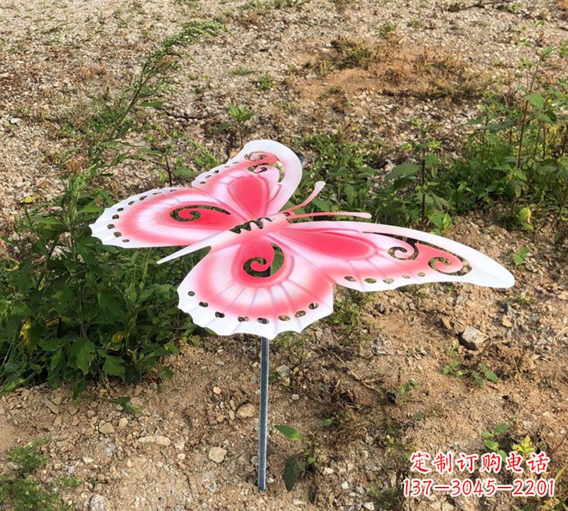 辽阳粉红色不锈钢蝴蝶雕塑