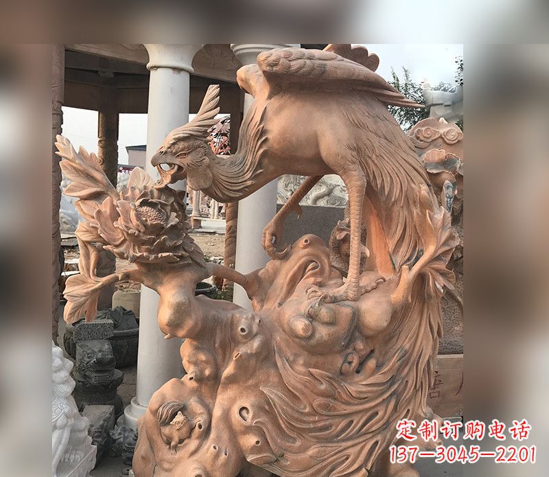 辽阳凤凰牡丹石雕