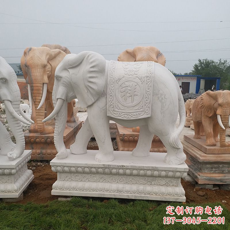 辽阳石质雕刻大象雕像,完美诠释雄壮传统