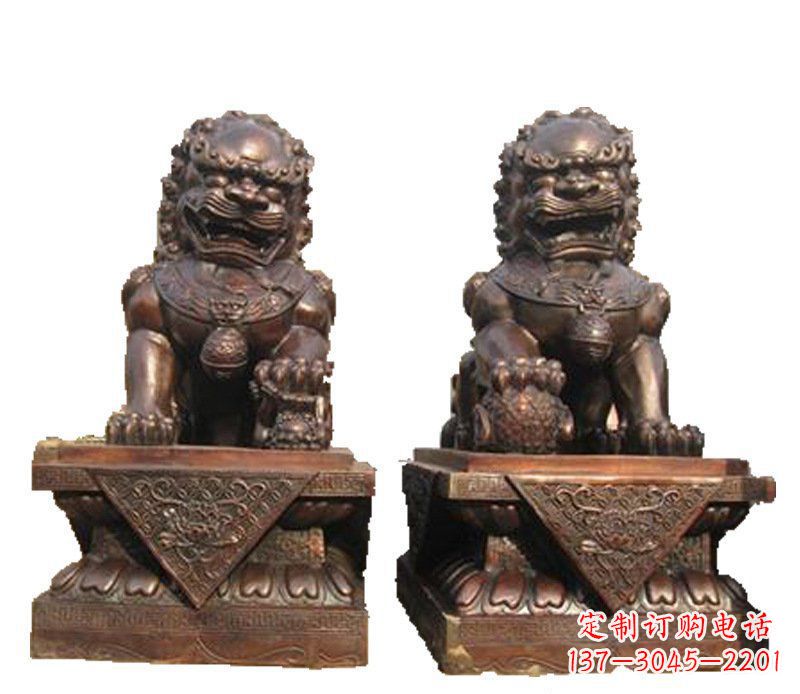 辽阳公司汇丰狮子铜雕塑摆件 (2)