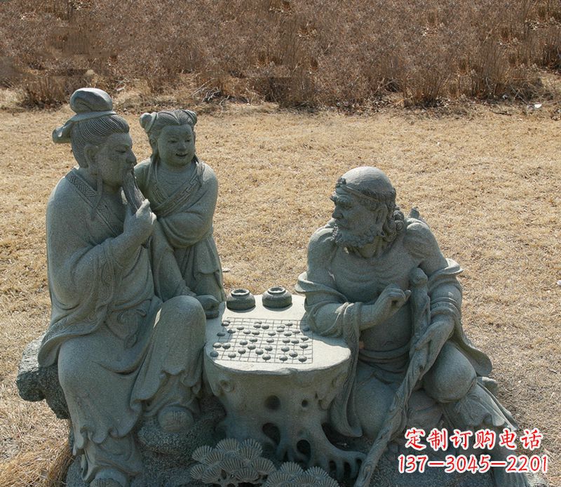 辽阳公园八仙下棋小品铜雕