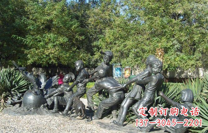 辽阳铜雕萝卜儿童拔萝卜雕塑