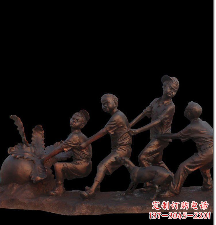 辽阳精美玻璃钢仿铜拔萝卜人物雕塑