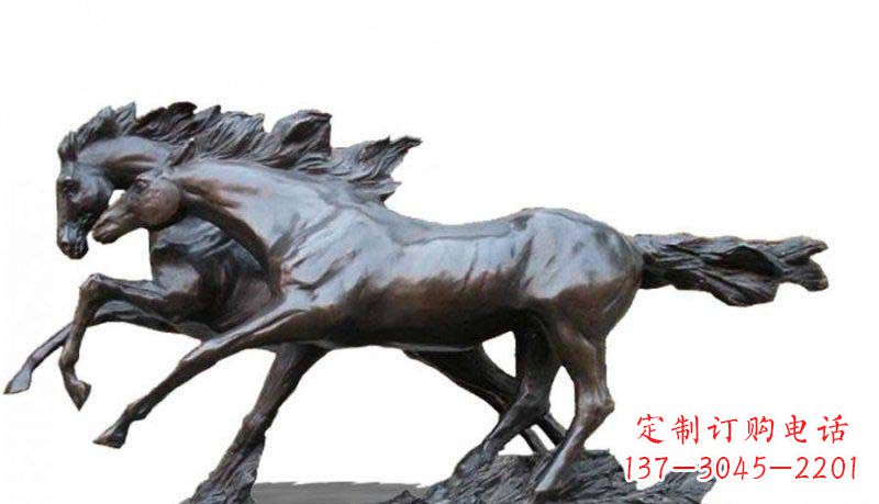 辽阳精工制作的两匹马动物铜雕