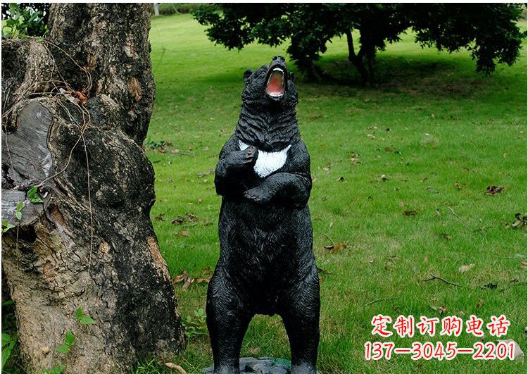 辽阳公园风情玻璃钢仿真黑熊雕塑