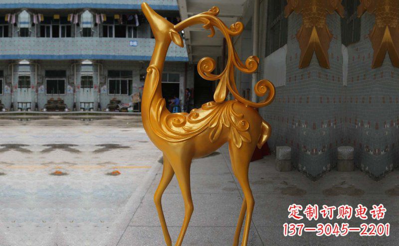 辽阳玻璃钢小鹿雕塑,装饰公园美景