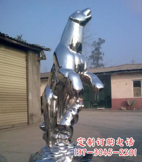 辽阳公园不锈钢抽象北极熊动物雕塑