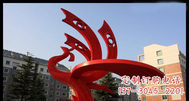 辽阳公园不锈钢抽象凤凰雕塑