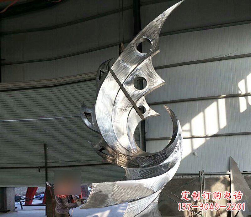辽阳公园不锈钢抽象凤凰景观雕塑 (3)