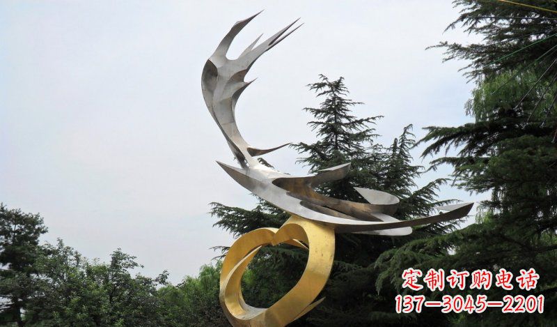 辽阳精美雕刻石膏抽象凤凰雕塑