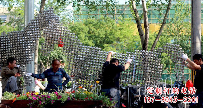 辽阳公园不锈钢抽象马动物雕塑 (2)