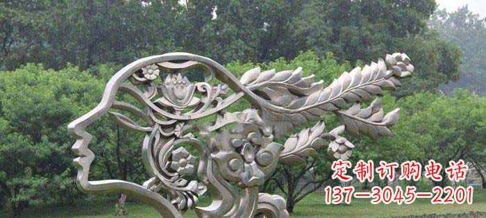 辽阳铸造不锈钢抽象女孩头像雕塑