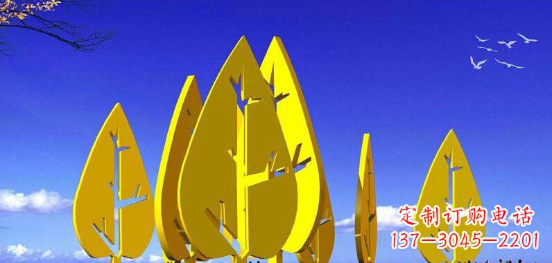 辽阳抽象不锈钢树叶雕塑