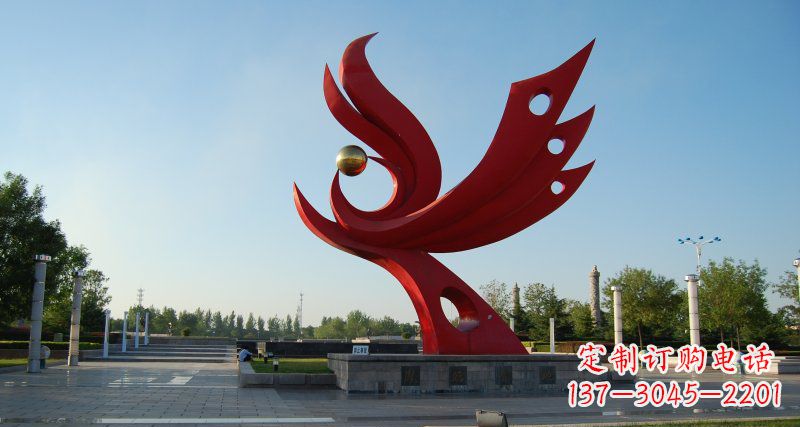 辽阳公园不锈钢大型抽象凤凰雕塑