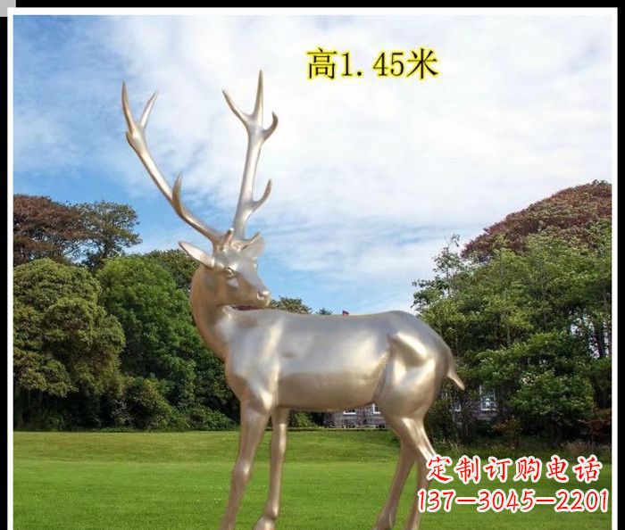 辽阳高端室外不锈钢巨型动物鹿雕塑