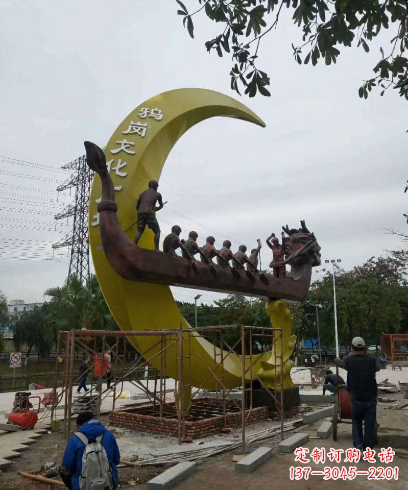 辽阳艺术型不锈钢龙舟雕塑