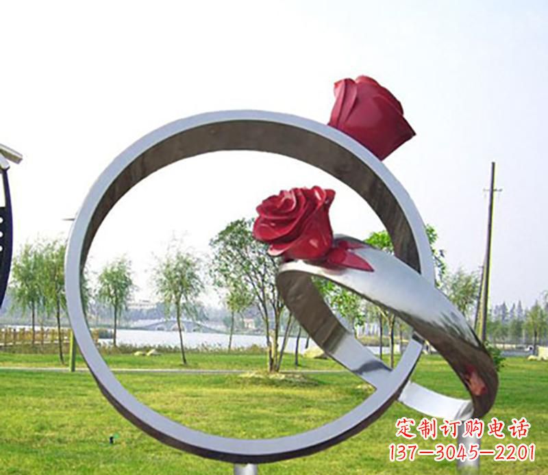 辽阳不锈钢景观婚戒雕塑