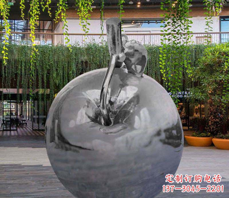 辽阳公园时尚不锈钢镜面苹果雕塑