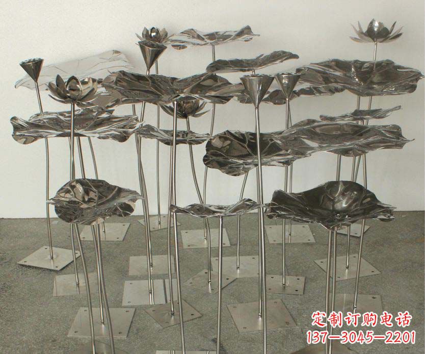 辽阳精美装饰不锈钢莲叶雕塑