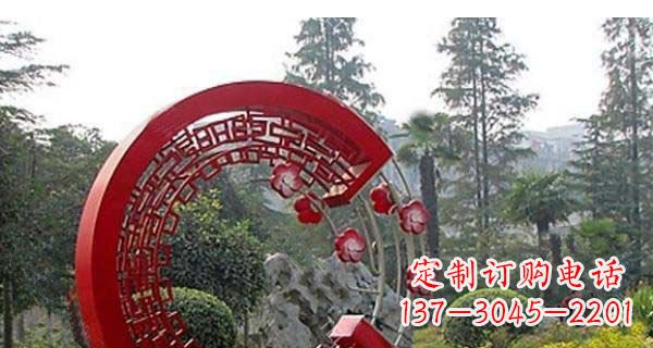 辽阳灵动奔放的不锈钢和梅花圆环雕塑