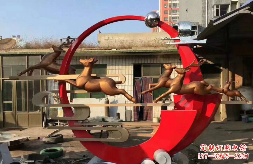 辽阳高端不锈钢梅花鹿雕塑