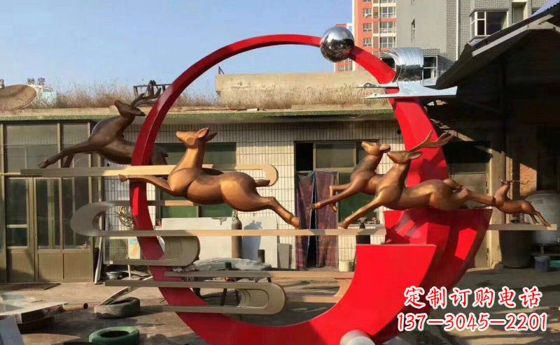 辽阳梅花鹿不锈钢雕塑引人瞩目的审美观赏