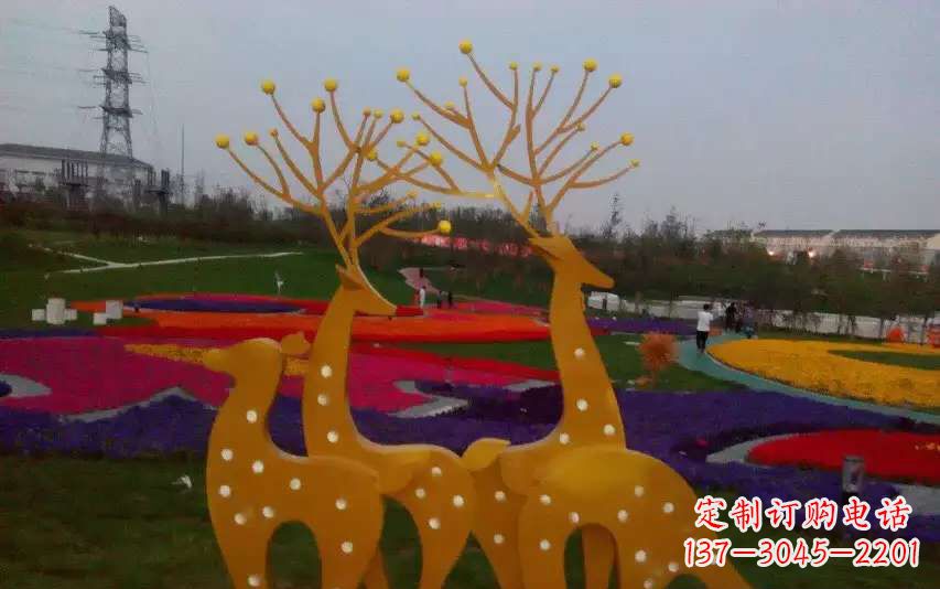 辽阳不锈钢美陈动物鹿雕塑