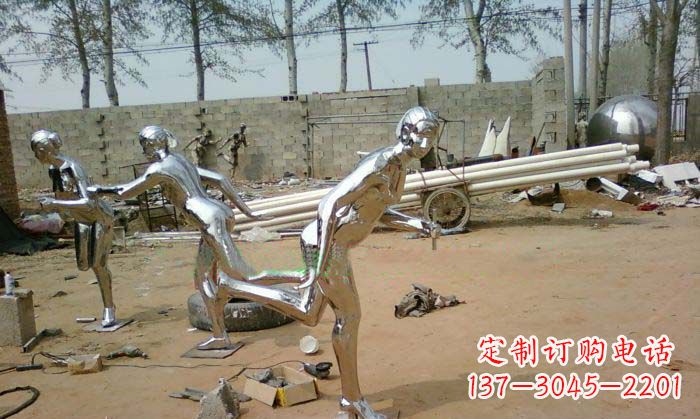 辽阳公园不锈钢跑步女孩雕塑